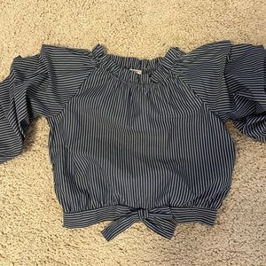 Habitual Blue and White Stripe ruffle blouse